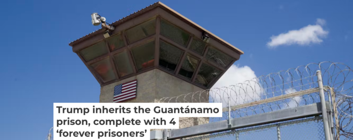 A control tower overlooks the Camp VI detention facility, at Guantánamo Bay Naval Base, Cuba. AP Photo/Alex Brandon